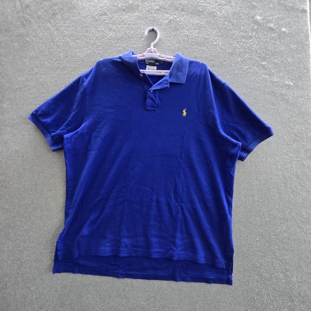 VINTAGE Polo Ralph Lauren Men Polo XL Blue Embroidered Logo Short Sleeve Collar